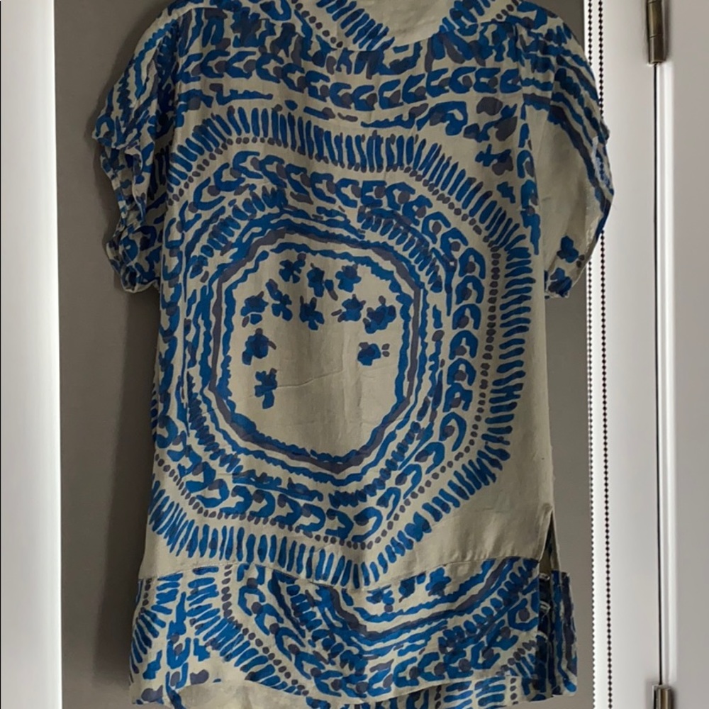 L.A.M.B. Blue and Cream Printed Short Sleeve Top - Picture 7 of 7